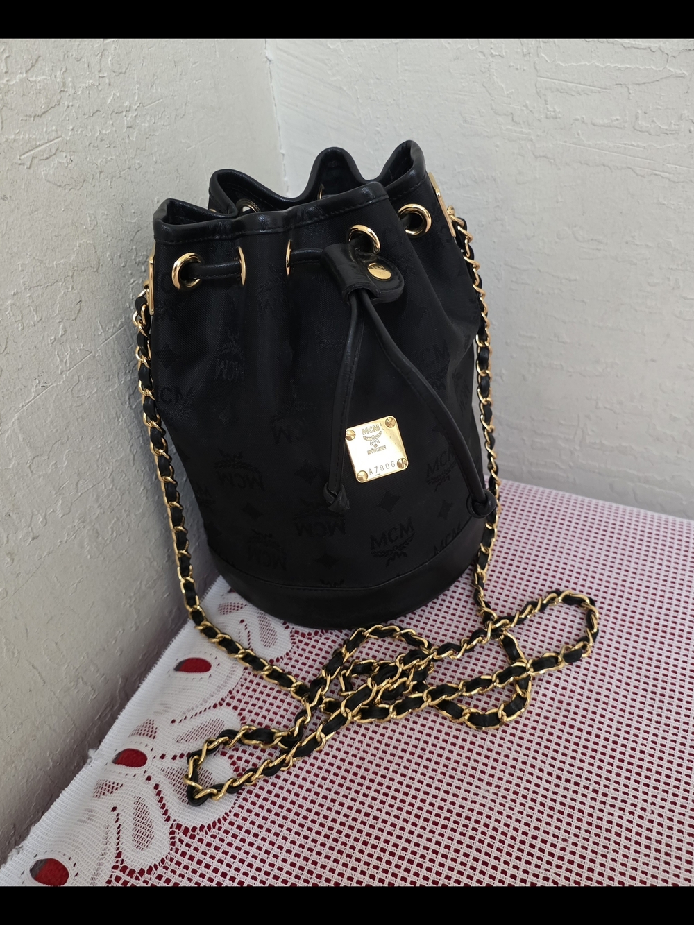 MCM Nylon Drawstring Very Long Handle Crossbody Bag Vintage AUTHENTIC - Picture 2 of 14